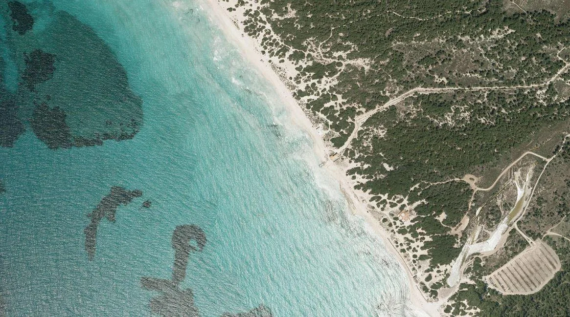 Aerial view of the cove of Cala d'Egos in Mallorca